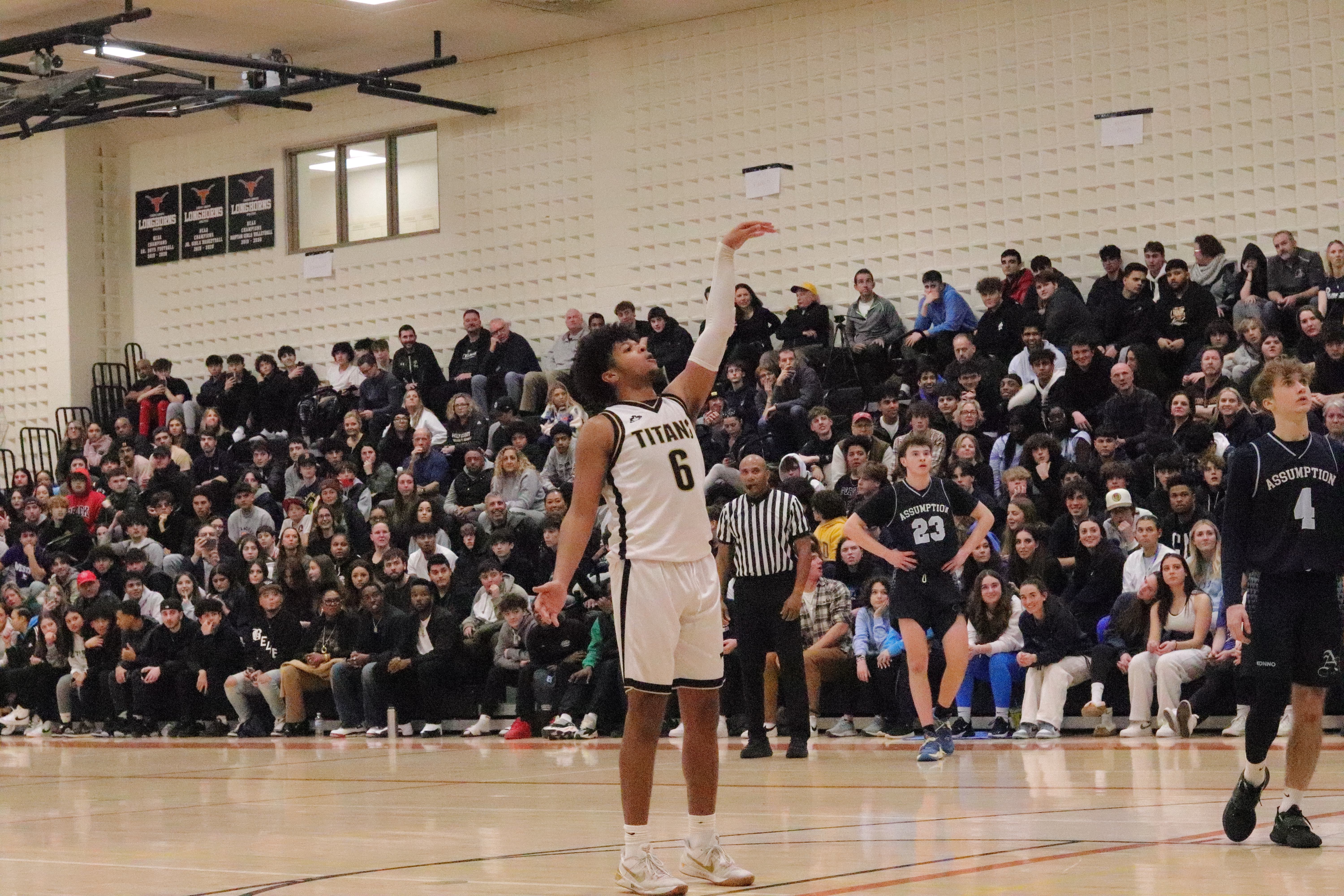 The Final Nail in the coffin. | Jaden Briscoe savours the moment as his last-minute free-throw seals Holy Trinity
